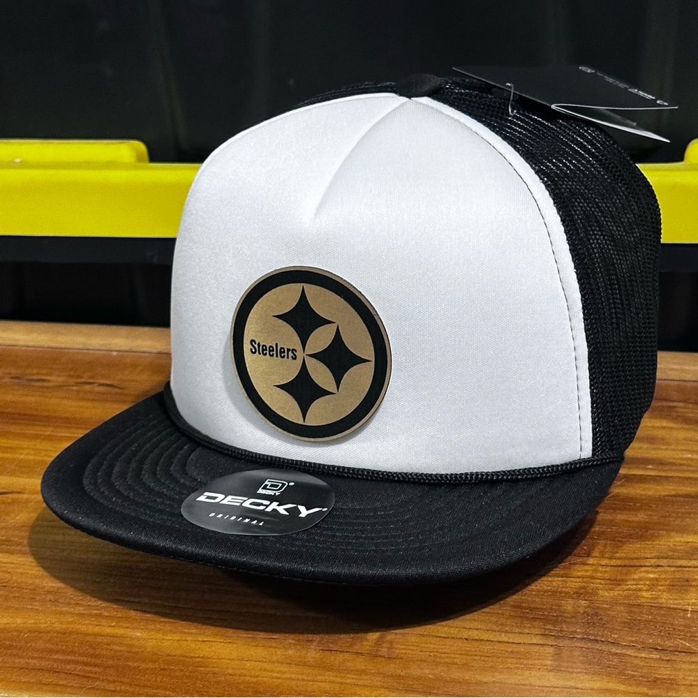 Pittsburgh Steelers NFL SnapBack  Decky Hats Foam Trucker Black And White Hat